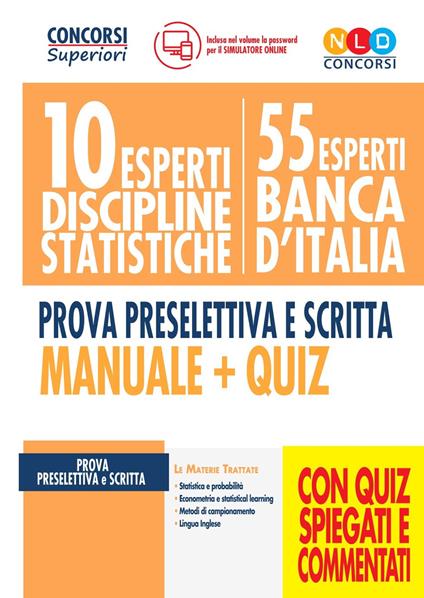 10 esperti discipline statistiche. 55 esperti Banca d'Italia. Prova preselettiva e scritta. Manuale + quiz. Con software di simulazione - copertina