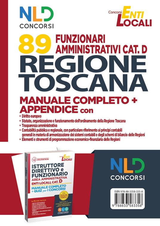 Concorso 89 funzionari amministrativi Regione Toscana. Manuale Completo + Appendice - copertina