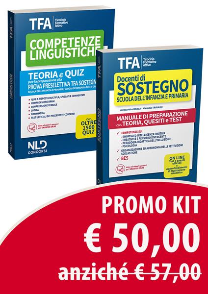 Kit TFA. Docenti di sostegno scuola dell'infanzia e primaria-Tfa. Competenze linguistiche - Alessandro Barca,Mariella Tripaldi - copertina