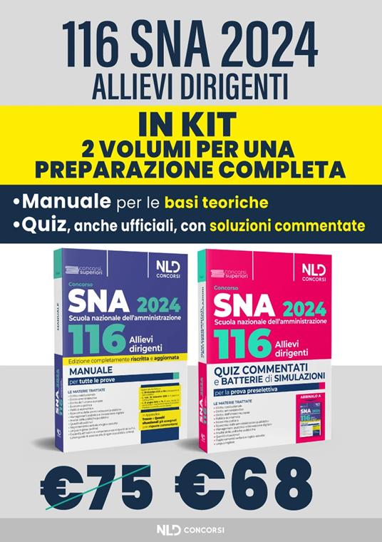 Concorso 116 allievi dirigenti SNA 2024. Manuale per la preparazione al concorso + Quiz commentati e batterie di simulazioni per la prova preselettiva - copertina