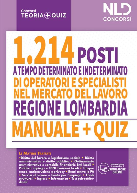 Regione Lombardia. 1214 operatori e specialisti mercato del lavoro. Manuale + quiz per la preparazione a tutte le prove concorsuali - copertina