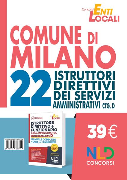 Concorso comune di Milano. 22 posti per istruttori amministrativi Cat. D. Nuova ediz. - copertina