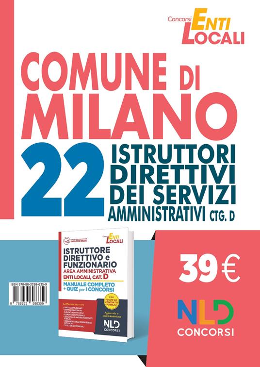 Concorso comune di Milano. 22 posti per istruttori amministrativi Cat. D. Nuova ediz. - copertina