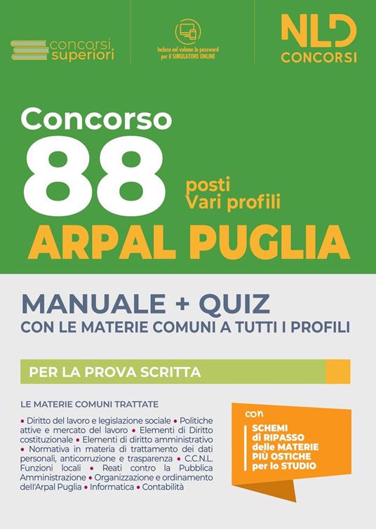 Concorso 88 ARPAL Puglia: Manuale + Quiz per 88 posti vari profili. Con software di simulazione - copertina