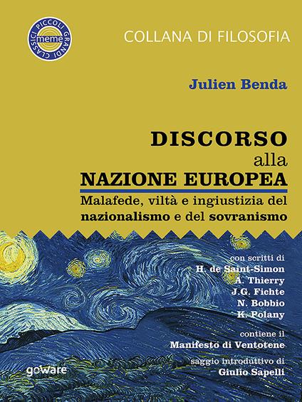 Discorso alla nazione europea. Malafede, viltà e ingiustizia del nazionalismo e del sovranismo - Julien Benda - copertina