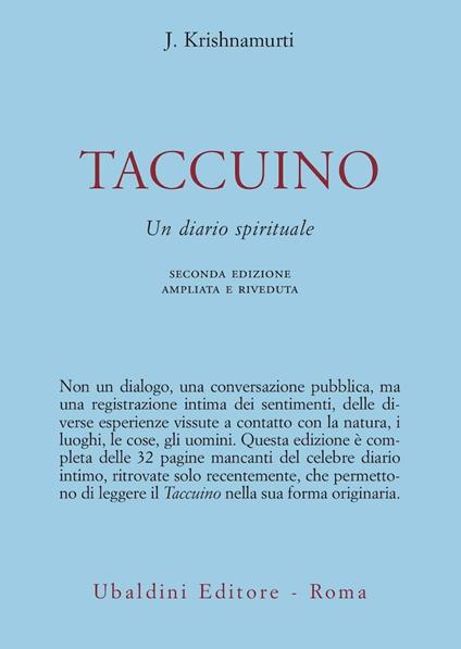 Taccuino. Un diario spirituale - Jiddu Krishnamurti - copertina