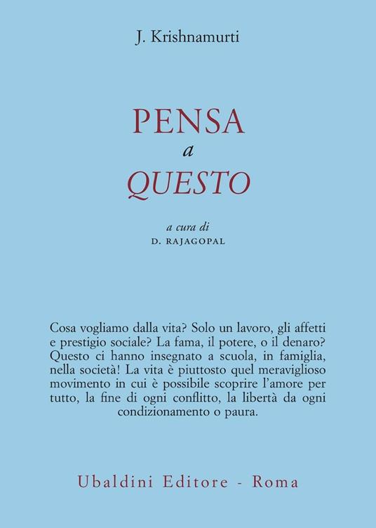 Pensa a questo - Jiddu Krishnamurti - copertina