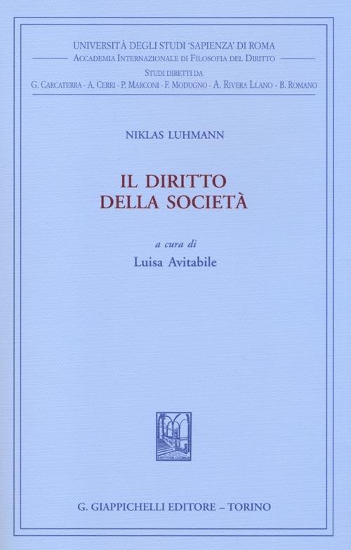 Il diritto della società - Niklas Luhmann - copertina