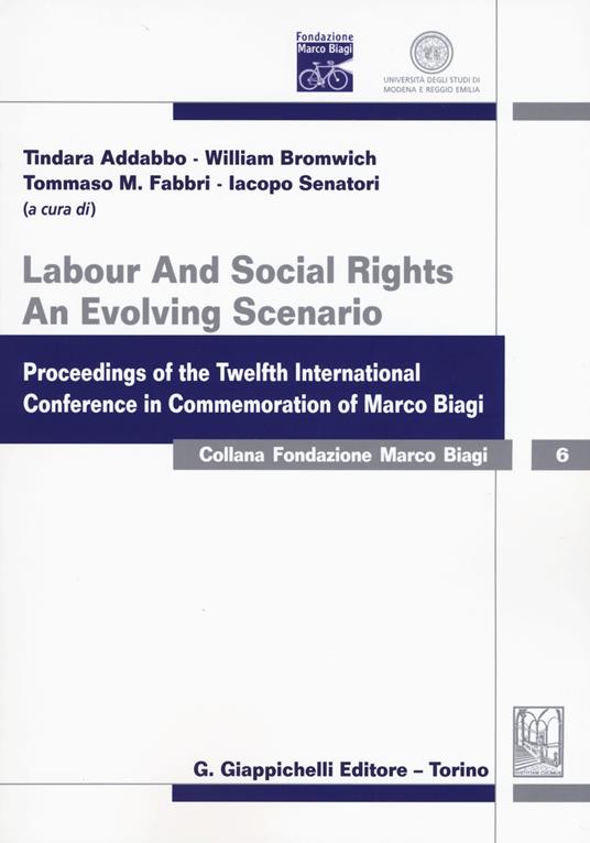 Labour and social rights. An evolving scenario proceedings of the twelfth international conference in commemoration of Marco Biagi - copertina