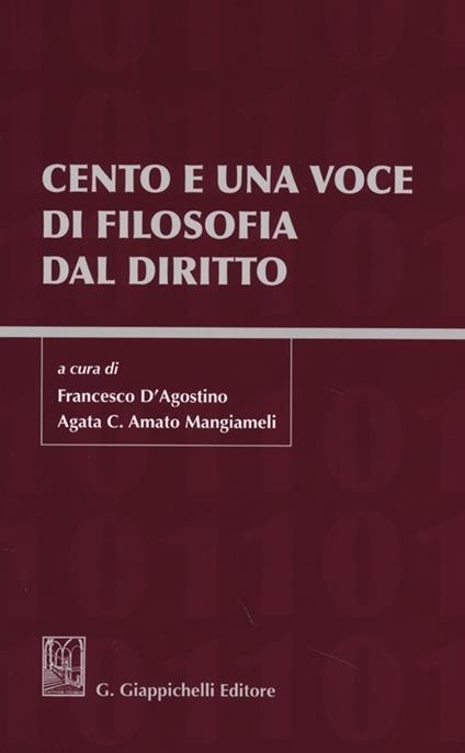 Cento e una voce di filosofia dal diritto - copertina