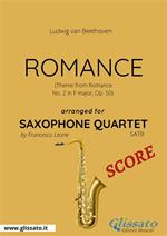 Romance. Theme from romance no. 2 in F major, op. 50. Saxophone quartet score. Partitura