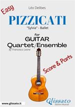 Pizzicati. Sylvia ballet. Easy guitar quartet. Score & parts. Partitura e parti