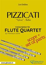 Pizzicati. Sylvia ballet. Flute quartet. Score & parts. Partitura e parti
