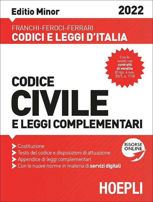 Codice civile e leggi complementari 2022. Editio minor. Con espansione online - copertina