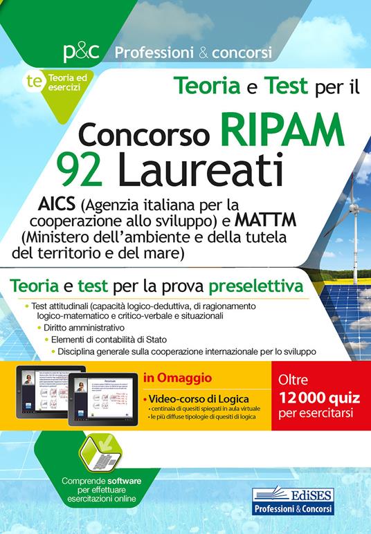 Concorso RIPAM 92 Laureati AICS e MATTM. Teoria e test per la prova preselettiva. Con software di simulazione - copertina