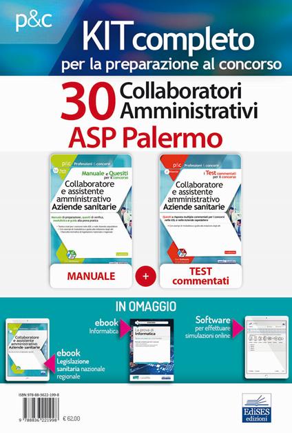 Kit concorso 30 Collaboratori amministrativi ASP Palermo. Volumi di teoria, test, moduli, simulatore ed ebook di informatica in omaggio. Con e-book. Con software di simulazione - copertina