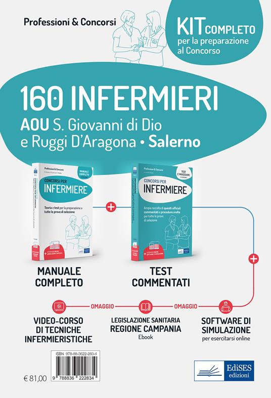 Kit completo per la preparazione al concorso 160 infermieri AOU S. Giovanni di Dio e Ruggi D'Aragona - Salerno. Con e-book. Con software di simulazione. Con Video - Rosario Caruso,Guglielmo Guerriero,Francesco Pittella - copertina