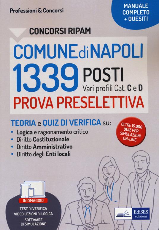 Concorsi RIPAM 1339 posti Comune di NAPOLI (P&C 10.29) - Manuale e Quesiti per la prova preselettiva. Con software di simulazione - copertina