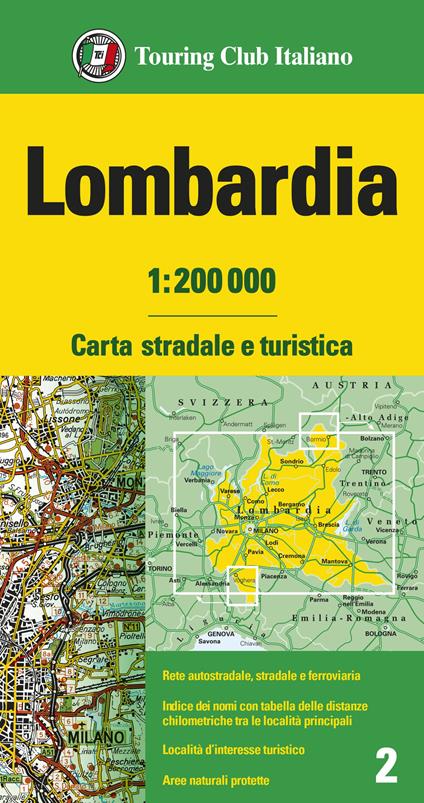 Lombardia 1:200.000. Carta stradale e turistica. Ediz. multilingue - copertina