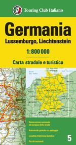 Germania, Lussemburgo, Liechtenstein 1:800.000. Carta stradale e turistica