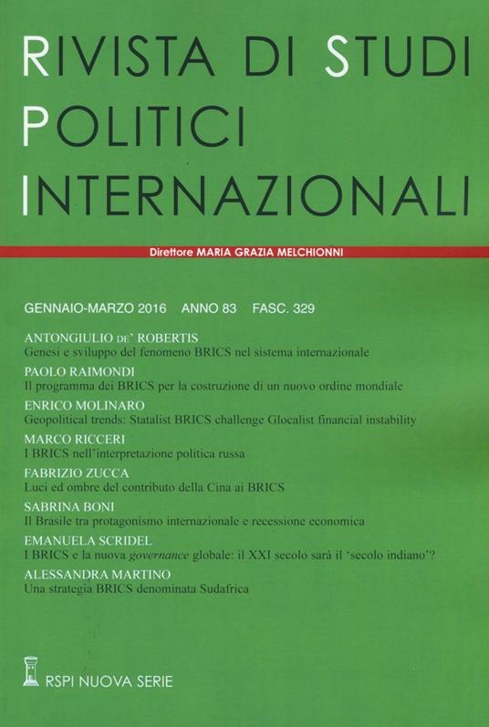 Rivista di studi politici internazionali (2016). Vol. 1 - copertina