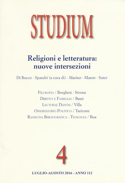 Studium (2016). Vol. 4: Religioni e letteratura: nuove intersezioni. - copertina