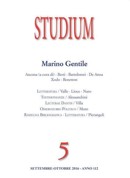 Studium (2016). Vol. 5 - Giorgio Alessandrini,Elvio Ancona,Mirca Benetton,Enrico Berti - ebook