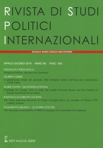 Rivista di studi politici internazionali (2019). Vol. 2 - copertina