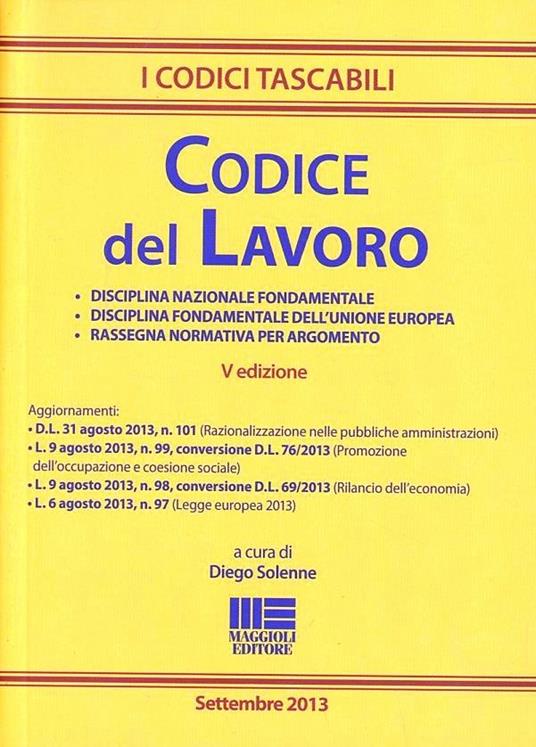 Codice del lavoro - Diego Solenne - copertina