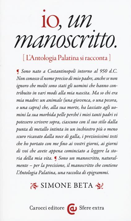 Io, un manoscritto (L'Antologia palatina si racconta) - Simone Beta - copertina