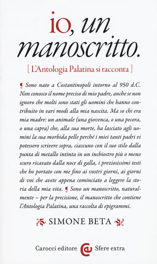 Io, un manoscritto (L'Antologia palatina si racconta) - Simone Beta - copertina