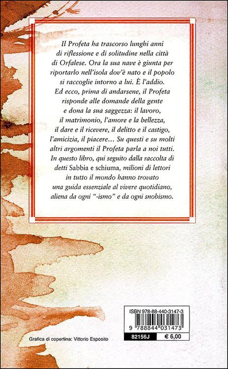 Il profeta-Sabbia e schiuma - Kahlil Gibran - Libro - Demetra - Nuovi  acquarelli | laFeltrinelli