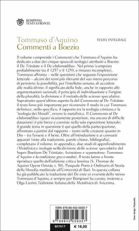 Commenti a Boezio. Testo latino a fronte - d'Aquino (san) Tommaso - 2