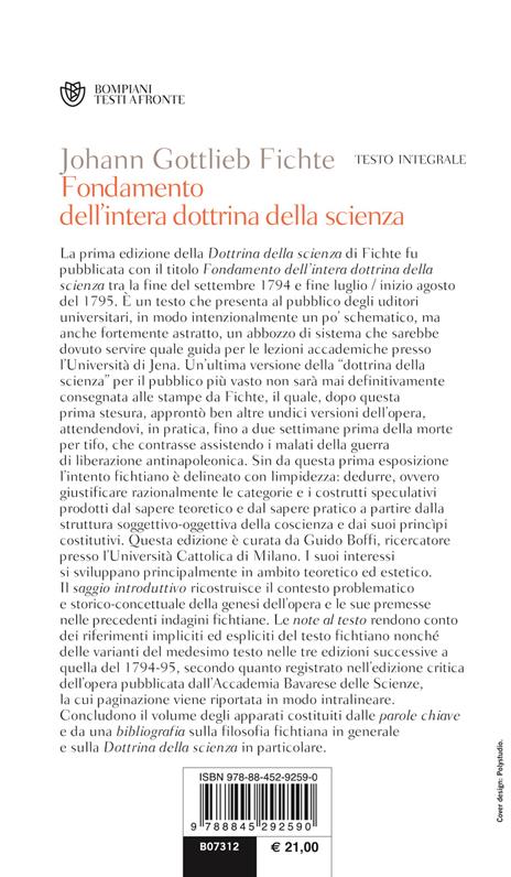 Fondamento dell'intera dottrina della scienza. Testo tedesco a fronte - J. Gottlieb Fichte - 2