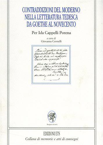 Contraddizioni del moderno nella letteratura tedesca da Goethe al Novecento. Per Ida Cappelli Porena - copertina