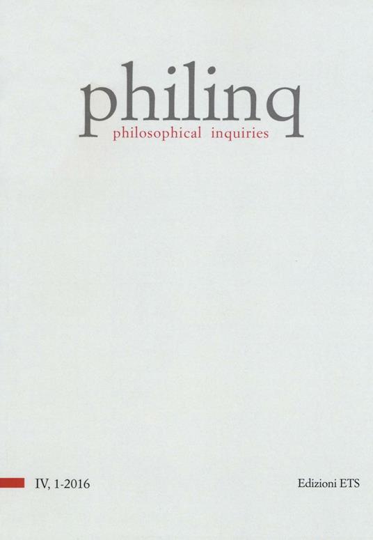 Philinq. Philosophical inquiries (2016). Vol. 1 - copertina