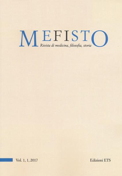 Mefisto. Rivista di medicina, filosofia, storia (2017). Vol. 1 - copertina