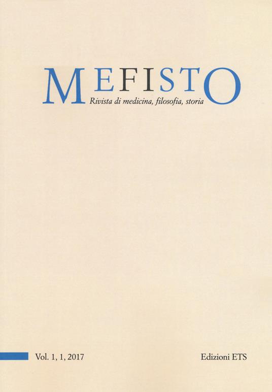 Mefisto. Rivista di medicina, filosofia, storia (2017). Vol. 1 - copertina