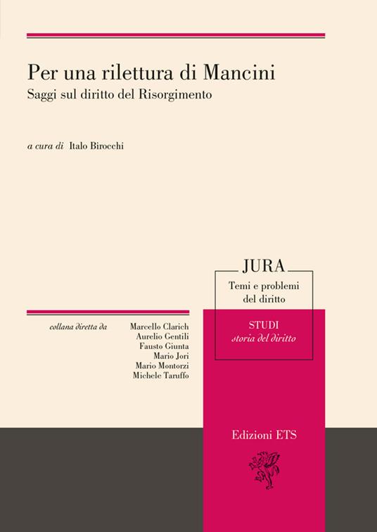 Per una rilettura di Mancini. Saggi sul diritto del Risorgimento - copertina