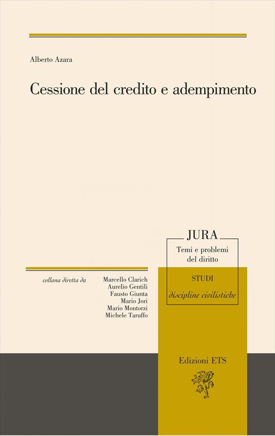 Cessione del credito e adempimento - Alberto Azara - copertina