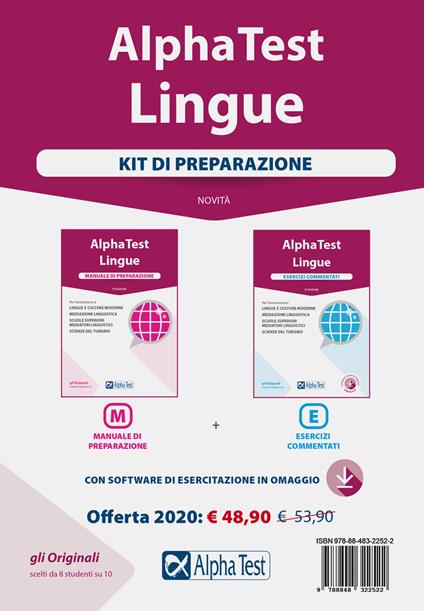 Alpha Test. Lingue. Per l'ammissione a lingue e culture moderne, mediazione linguistica, scuole superiori mediatori linguistici, scienze del turismo. Kit di preparazione: Manuale di preparazione-Esercizi commentati. Con software di simulazione - Francesca Desiderio,Alessandro Lucchese,Raffaella Reale - copertina