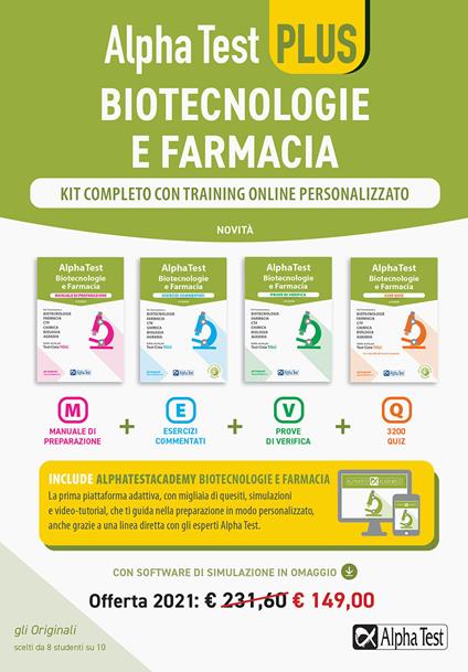 Alpha Test plus. Biotecnologie e farmacia. Kit completo di preparazione con training on line personalizzato. Con espansione online - copertina