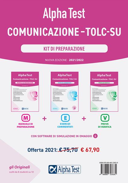 Alpha Test. Comunicazione. TOLC-SU. Kit di preparazione. Nuova ediz. Con software di simulazione - Massimiliano Bianchini,Paola Borgonovo,Francesca Desiderio - copertina