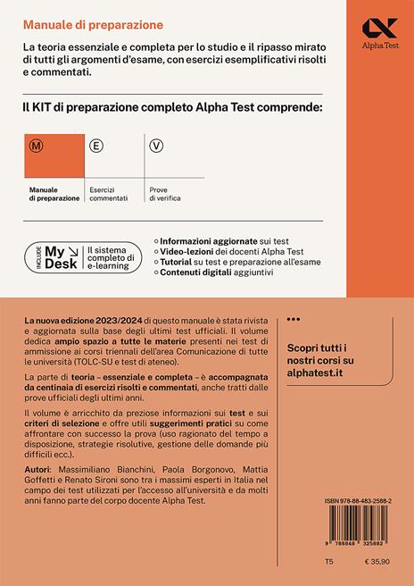 Alpha Test - Comunicazione Tolc-Su - Prove Di Verifica - Bianchini  Massimiliano; Borgonovo Paola; Goffetti Mattia
