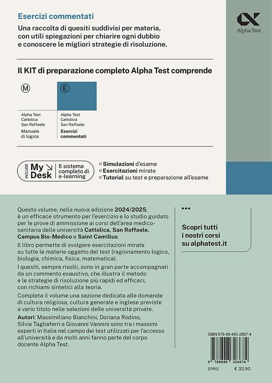 Alpha Test Cattolica San Raffaele. Esercizi commentati. Ediz. MyDesk. Con Contenuto digitale per download e accesso on line - Massimiliano Bianchini,Doriana Rodino,Silvia Tagliaferri - 2