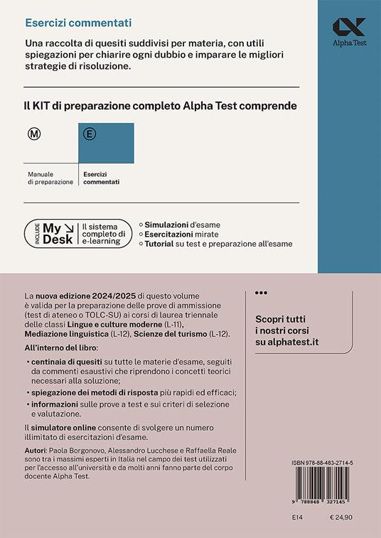 Alpha Test. Lingue TOLC-SU. Esercizi commentati. Ediz. MyDesk - Paola Borgonovo,Alessandro Lucchese,Raffaella Reale - 2