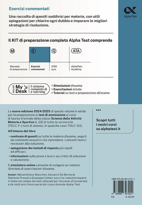 Alpha Test. Scienze motorie. Esercizi commentati. Ediz. MyDesk. Con Contenuto digitale per download e accesso on line - Massimiliano Bianchini,Giovanni De Bernardi,Stefania Provasi - 2