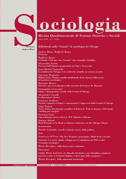 Sociologia. Rivista quadrimestrale di scienze storiche e sociali (2015). Vol. 1 - Andrea Bixio - ebook