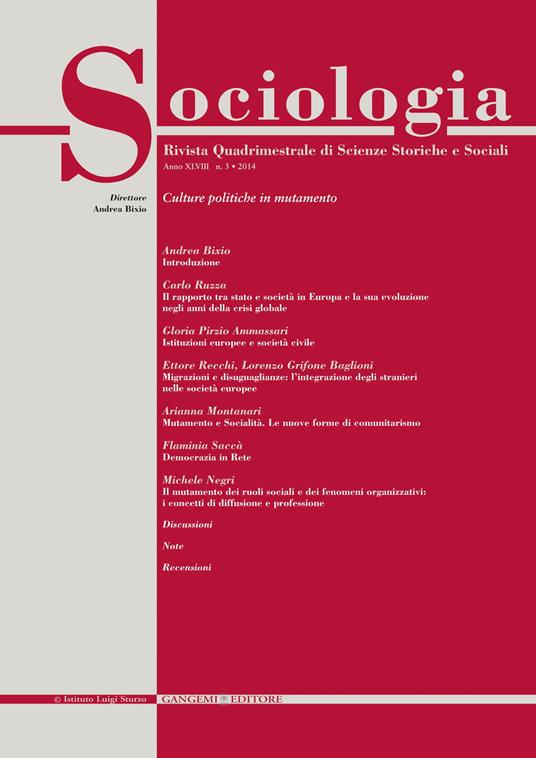 Sociologia. Rivista quadrimestrale di scienze storiche e sociali (2014). Vol. 3 - Andrea Bixio - ebook