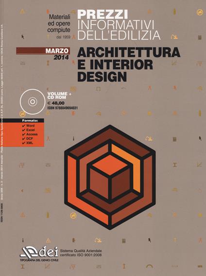 Prezzi informativi dell'edilizia. Architettura e interior design. Marzo 2014. Con CD-ROM - copertina